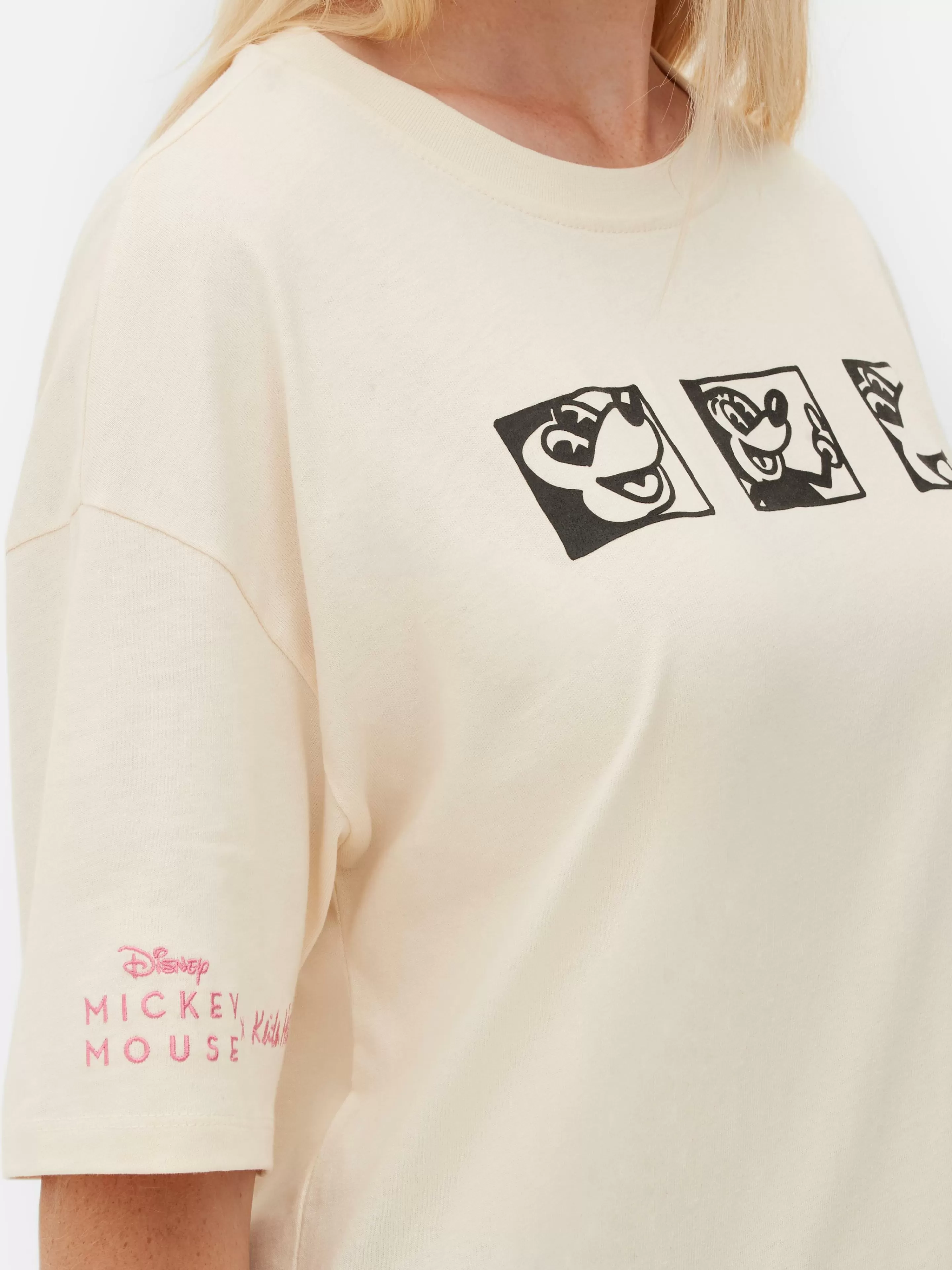 Primark Tops Und T-Shirts | „Disney Mickey Maus X Keith Haring“ T-Shirt Im Oversized-Look Weiß
