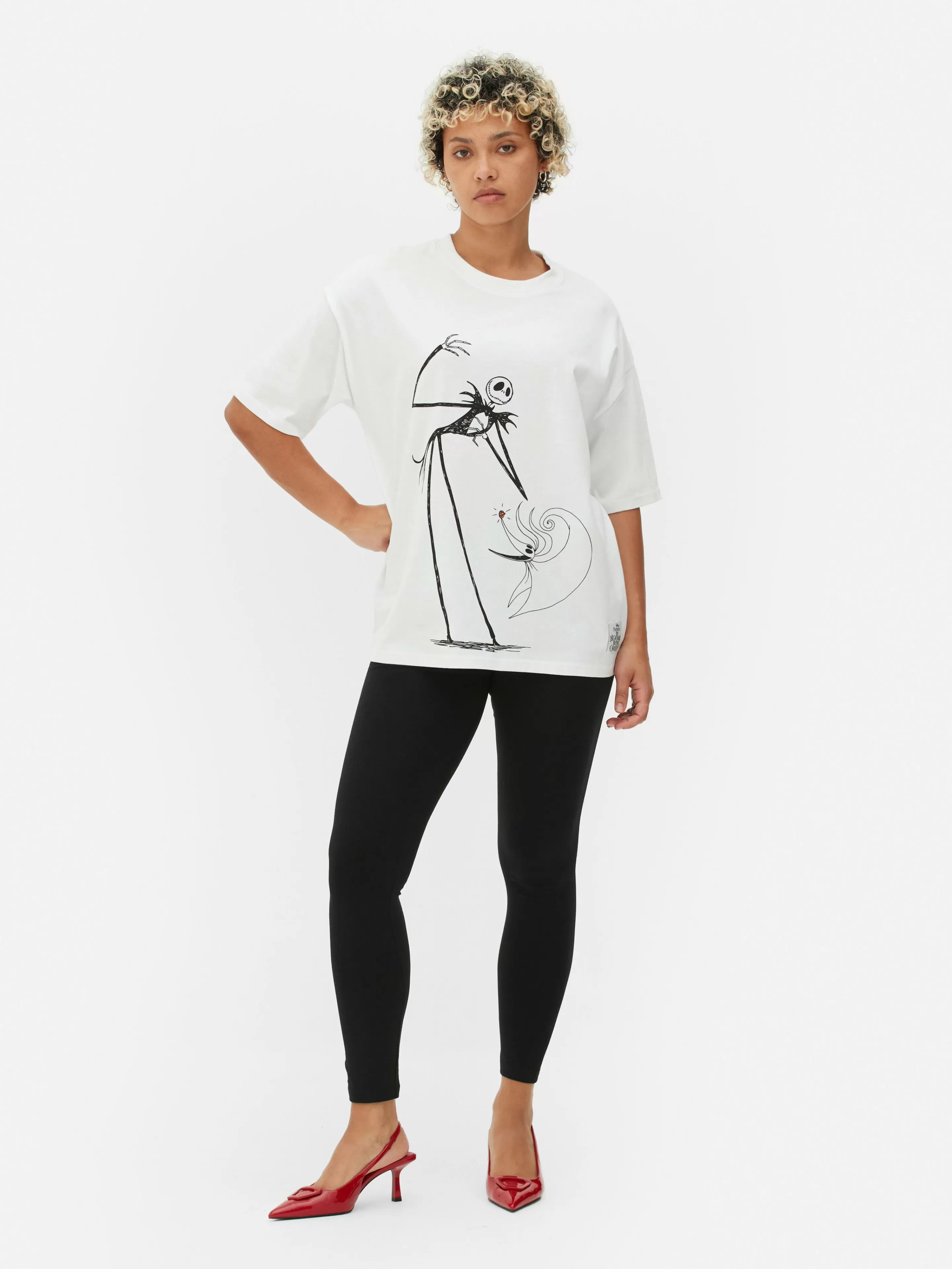 Primark The Nightmare Before Christmas | Halloween Alle | „Disney The Nightmare Before Christmas“ T-Shirt Im Oversized-Look Weiß