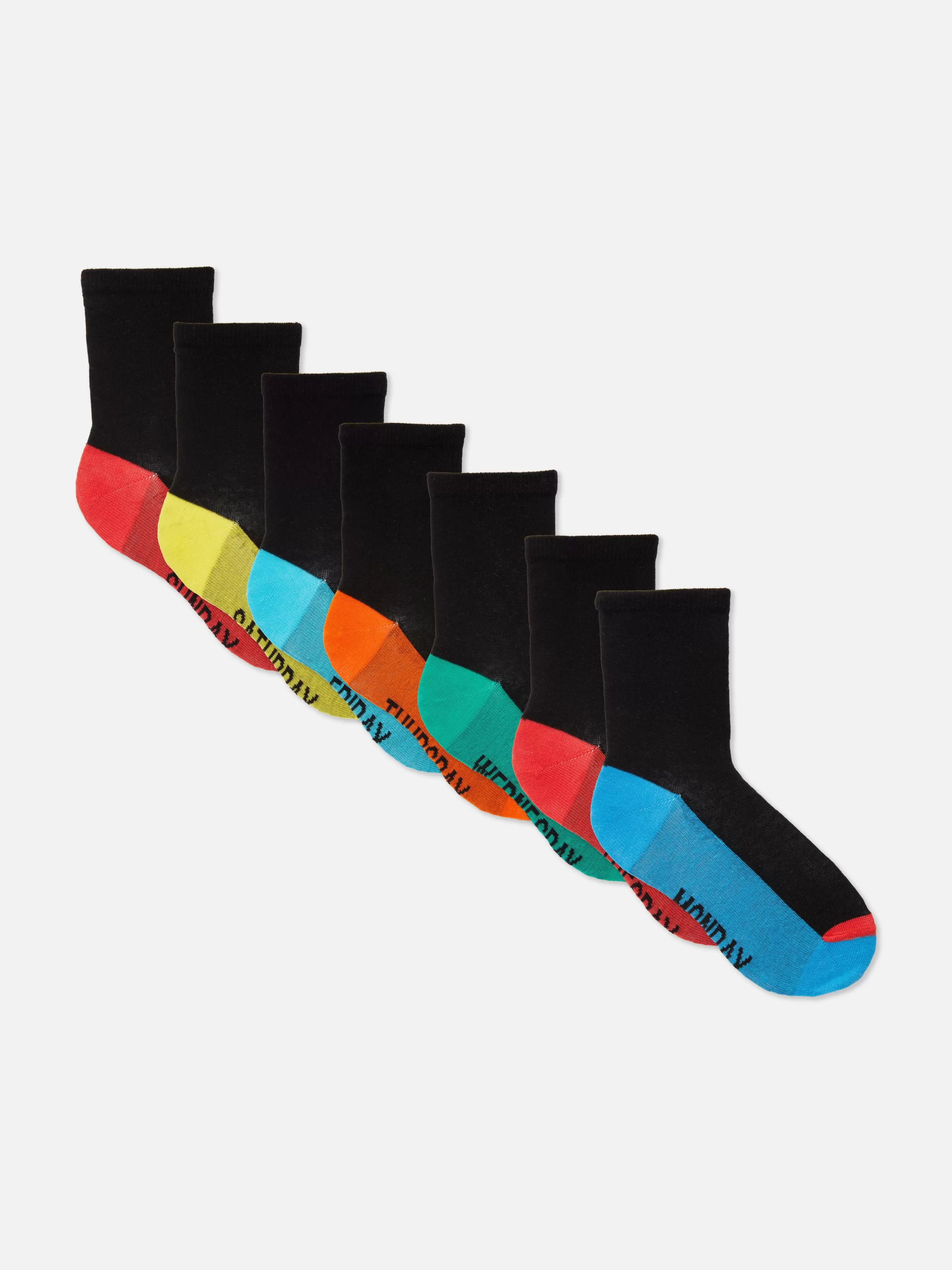Primark Socken | Söckchen Mit Wochentagen, 7er-Pack Schwarz