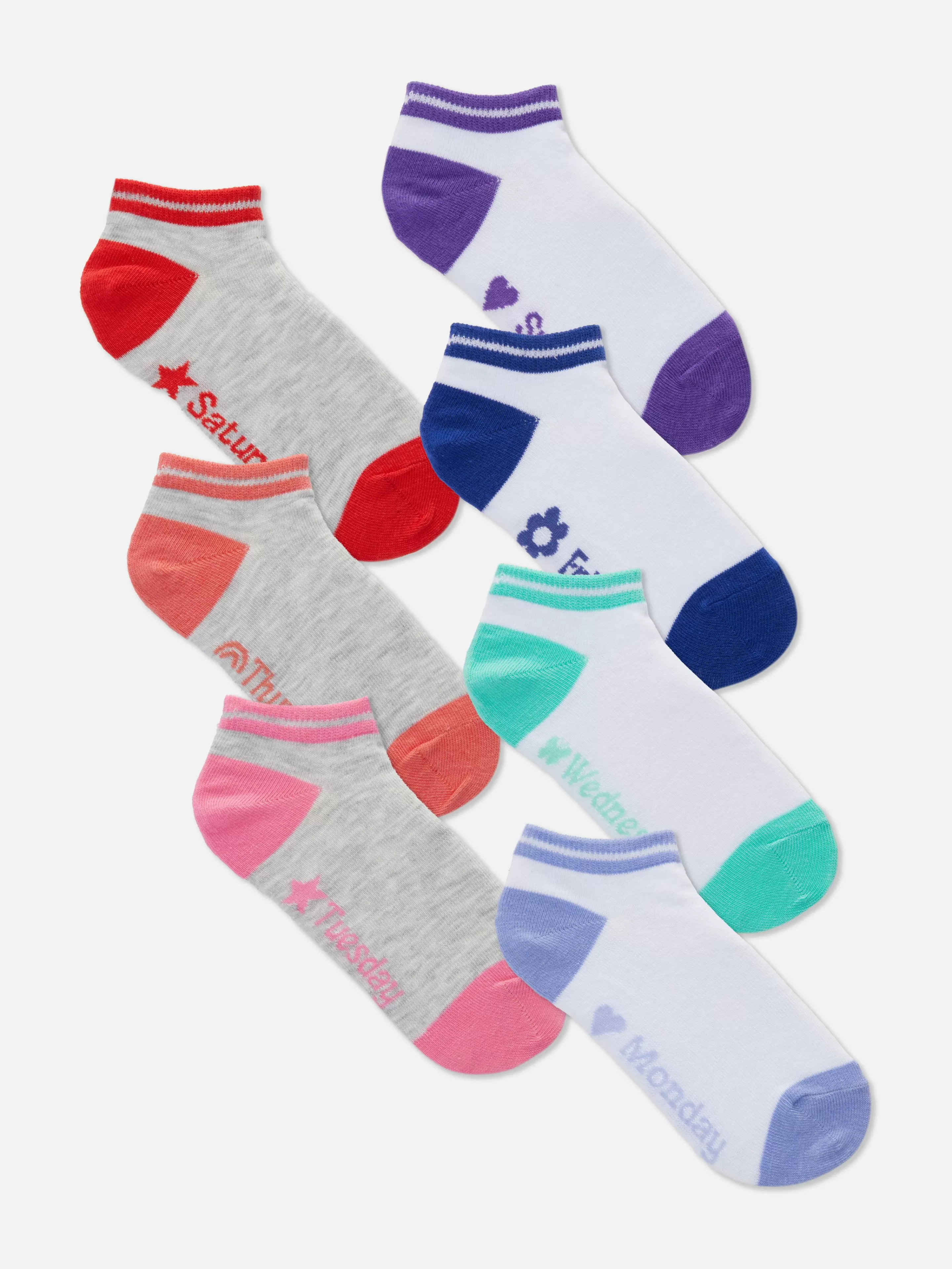 Primark Socken Und Strumpfhosen | Söckchen Mit Wochentagen, 7er-Pack Weiß