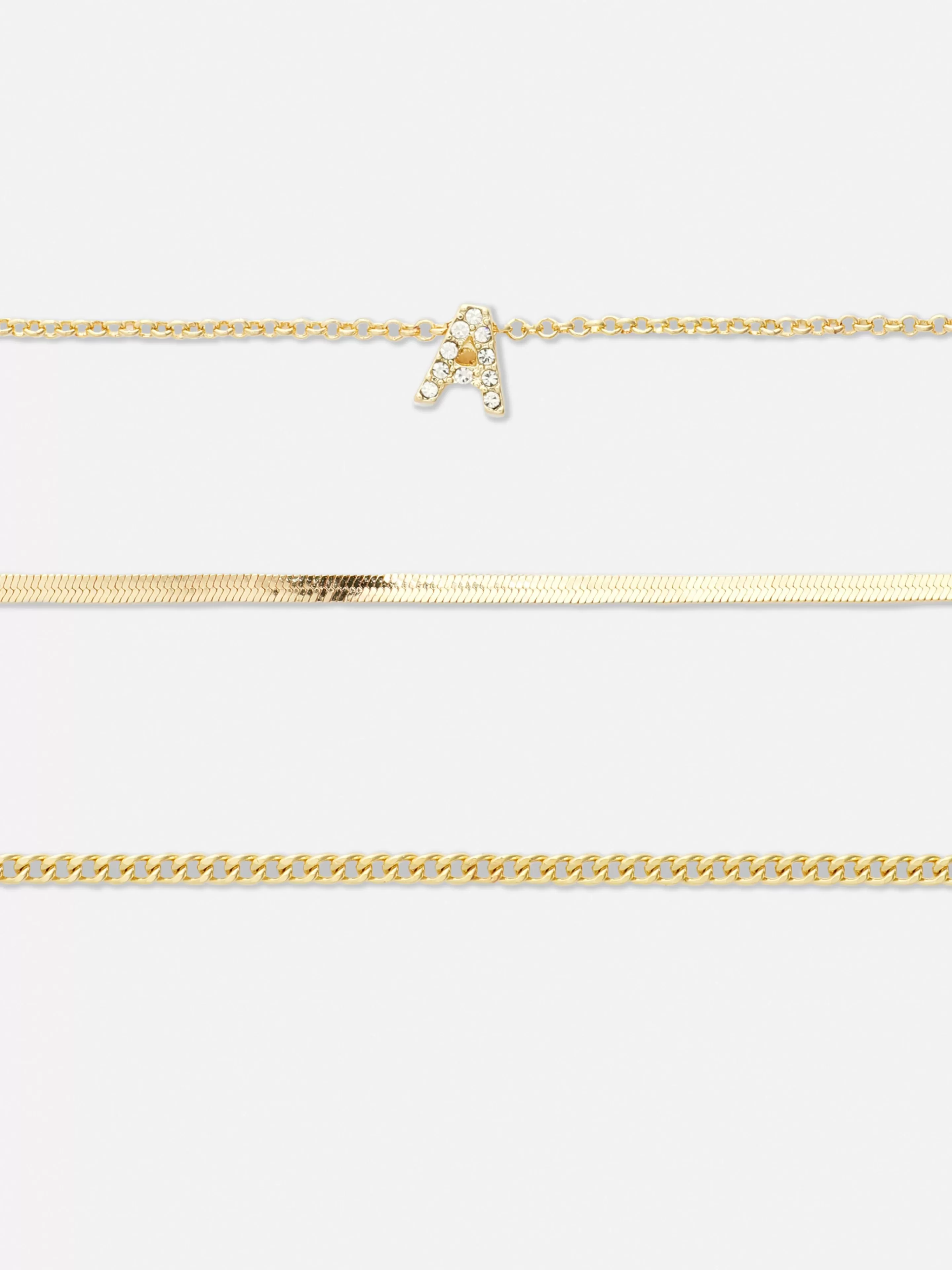 Primark Schmuck | Strassarmbänder Mit Initiale, 3er-Pack Gelb