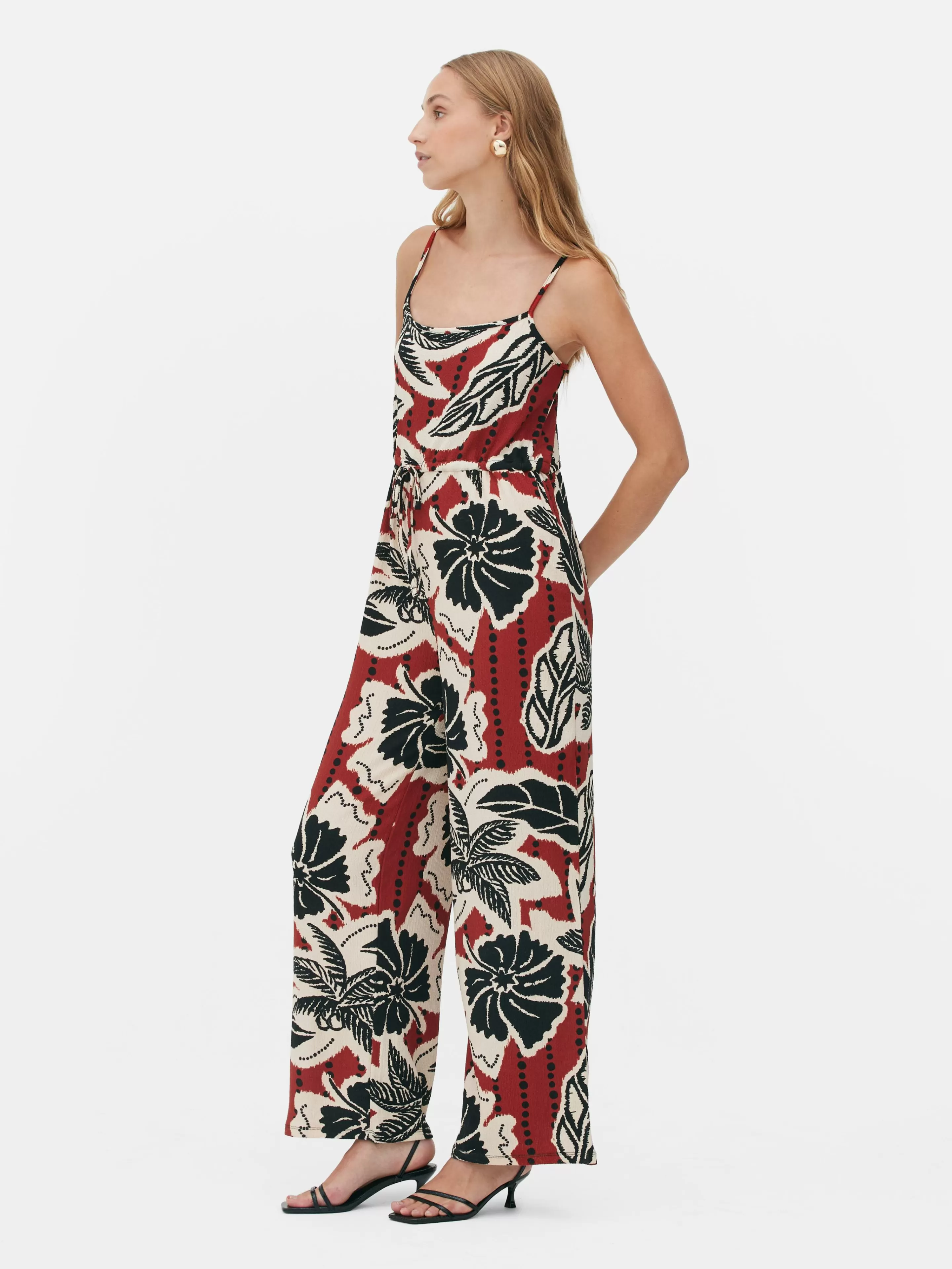 Primark Jumpsuits Und Playsuits | Strukturierter Krepp-Jumpsuit Zum Binden Rot